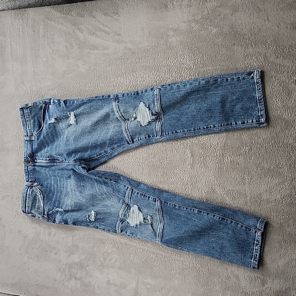 Grand Beach Club Distressed High Rise Denim Jeans Size 36/30 Ripped Thrashed